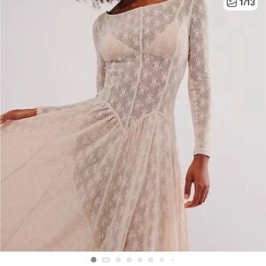 Free people intimately free dusty rose all lace slip Dress XS. Sold on eBay